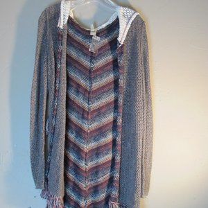 BKE purple Cardigan hoodie fringe sweater M NWOT
